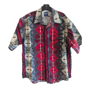 Wrangler Short Sleeve Button Up Shirt Men's XL Vintage 90's Cowboy Western Ranch